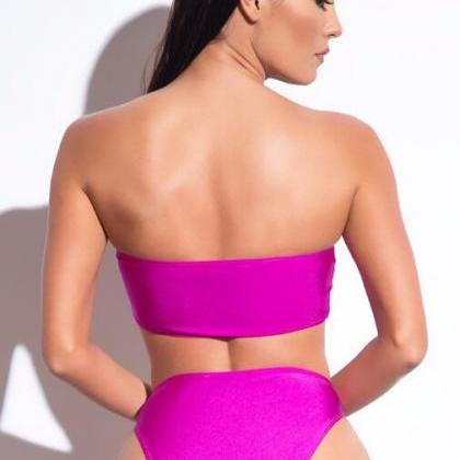 Sexy Fashion Wrap Chest Pure Color Strapless Two..