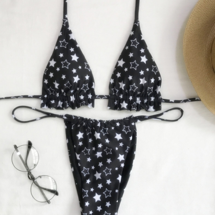 Five-pointed Star Print Bikini