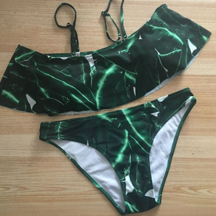 Halter Print Split Bikini