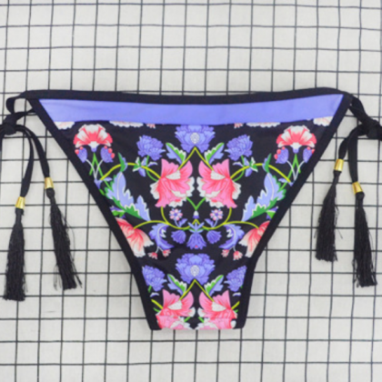 Printed Fringed Bikini For Women With Halter