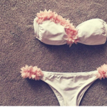 White With Pink Petal One-shoulder Bikini Low..