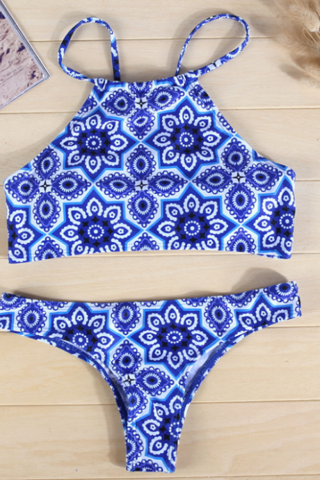 High Waist Women Swimsuit Bandage Bikinis Set