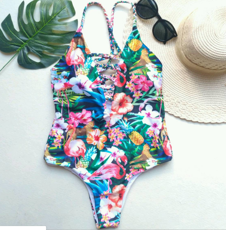 Floral Braided One-piece Swimsuit For Ladies on Luulla